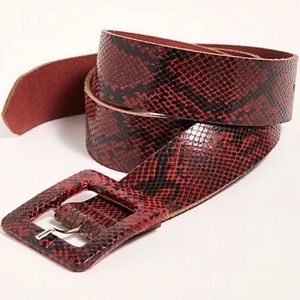 Free People Red Snakeskin Belt